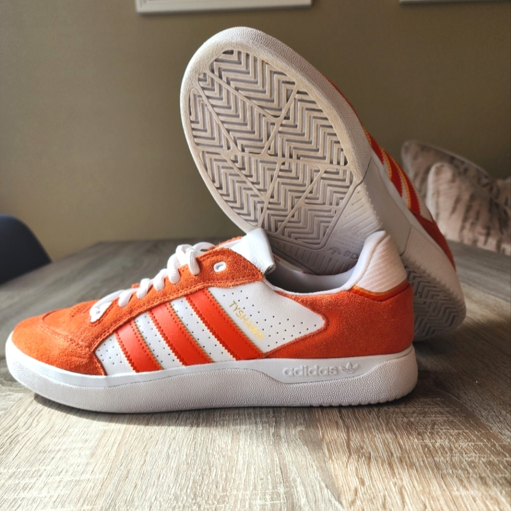 Men’s Adidas Tyshawn Low Orange White Skateboarding Shoes GY6955  Size US 12